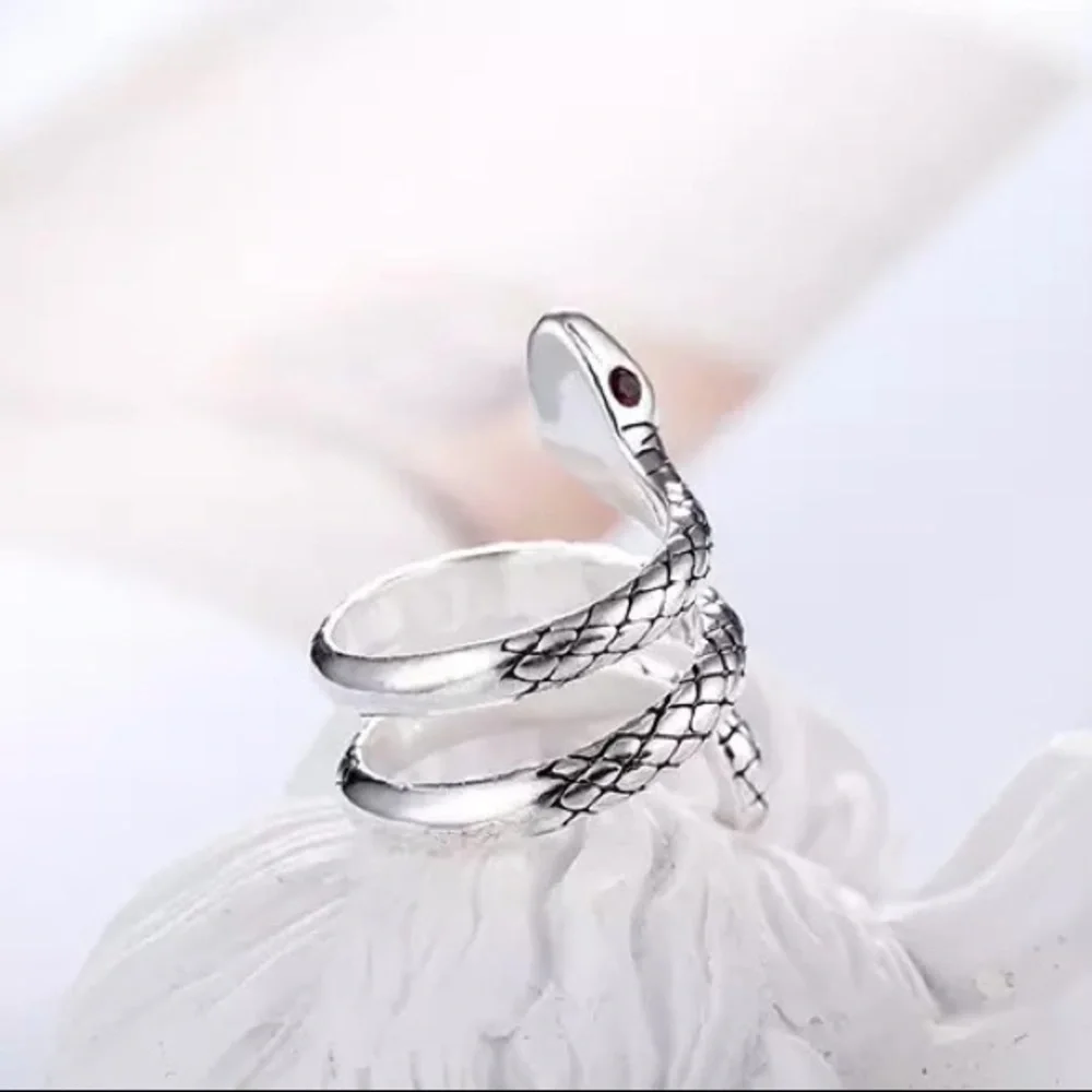 Snake Adjustable Wrap Gothic Antique Silver Ring